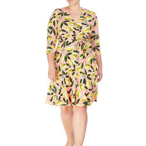 Leota lemon cello printed perfect wrap dress 4XL